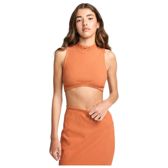 Nike Γυναικεία αμάνικη μπλούζα Sportswear Chill Knit Tight Mock-Neck Ribbed Cropped Tank Top